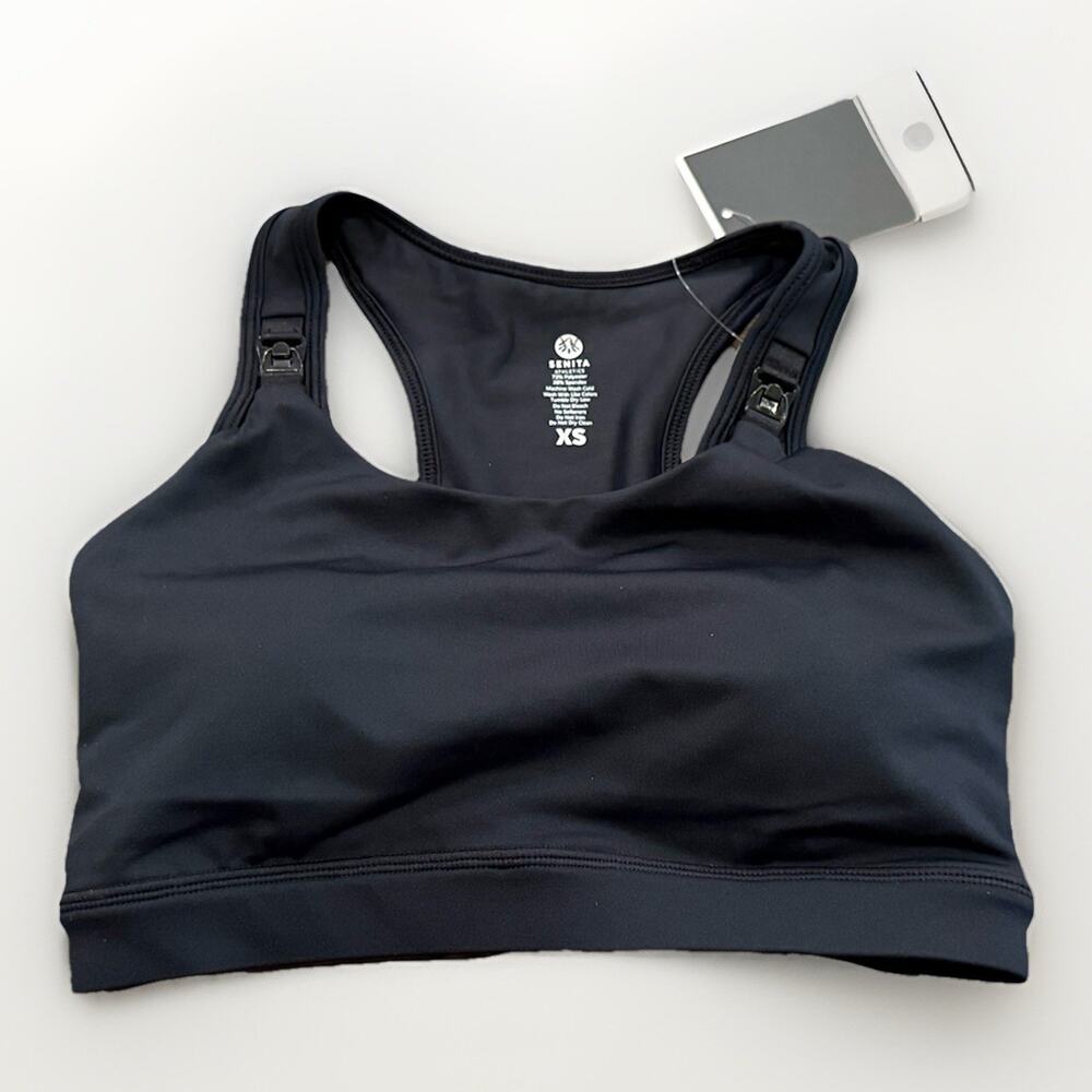 Senita Athletics Womens Black Sports Bra Stretched Size XS NWT New